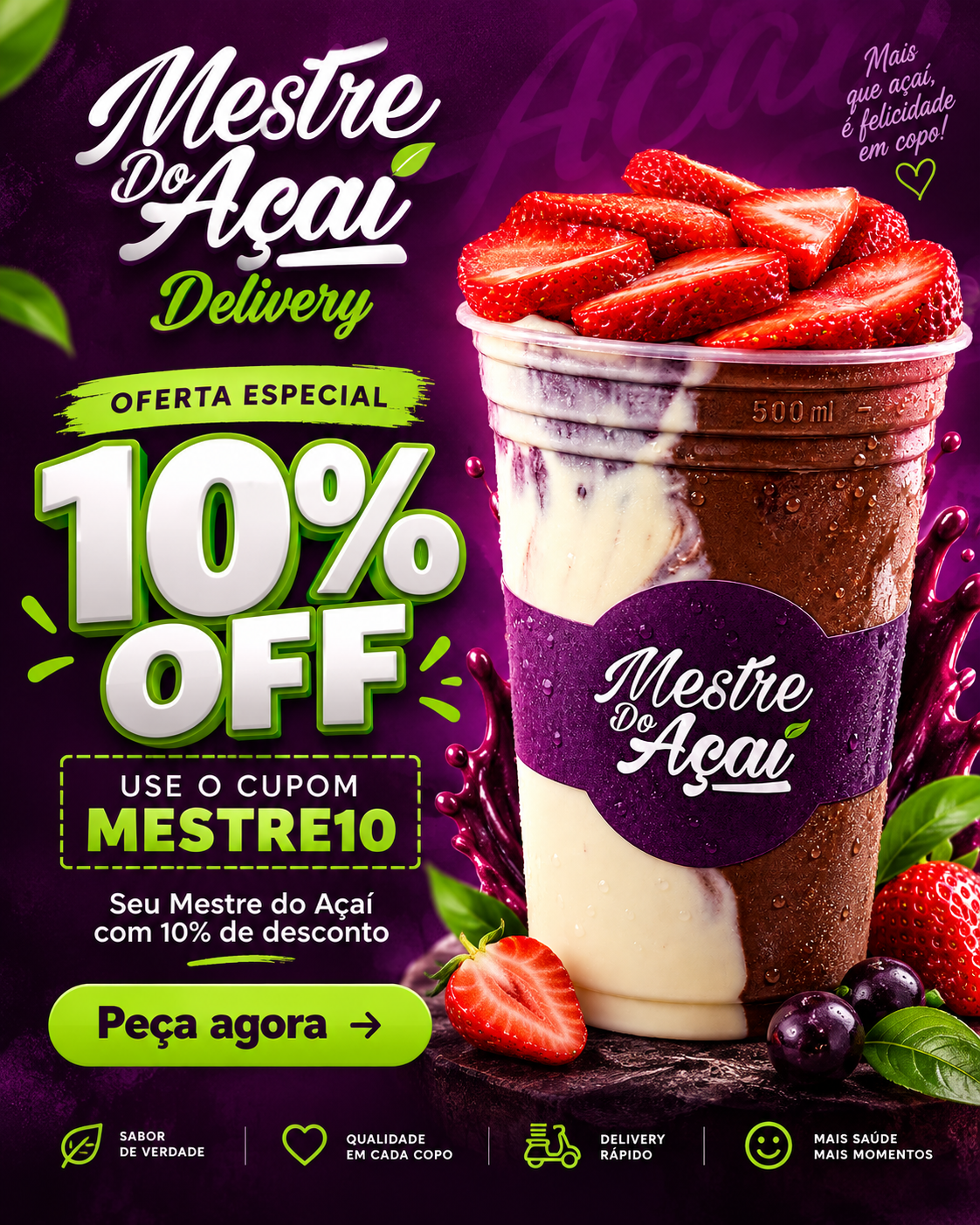 10% OFF NO SEU AÇAÍ