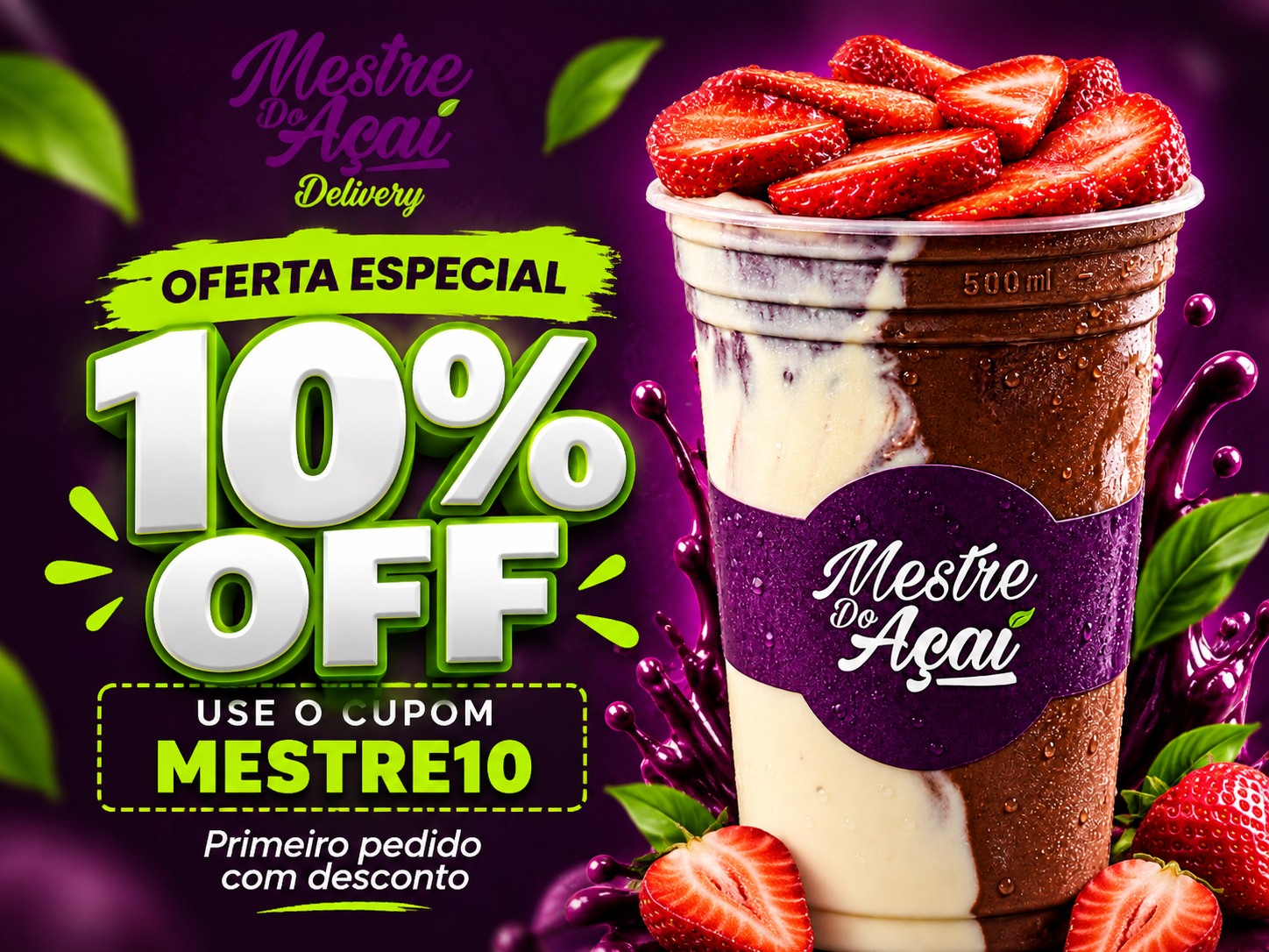 10% OFF NO SEU AÇAÍ